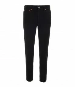 RE/DONE Jean Crop Taille Haute Noir