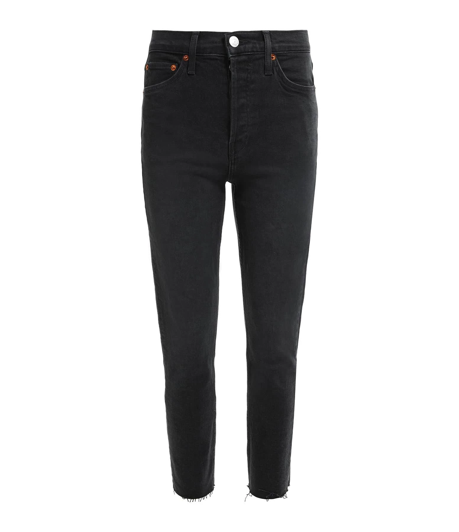 RE/DONE Jean Crop Taille Haute Noir Délavé 1 RE/DONE Jean Crop Taille Haute Noir Délavé