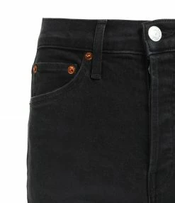 Alternative view of RE/DONE Jean Crop Taille Haute Noir Délavé