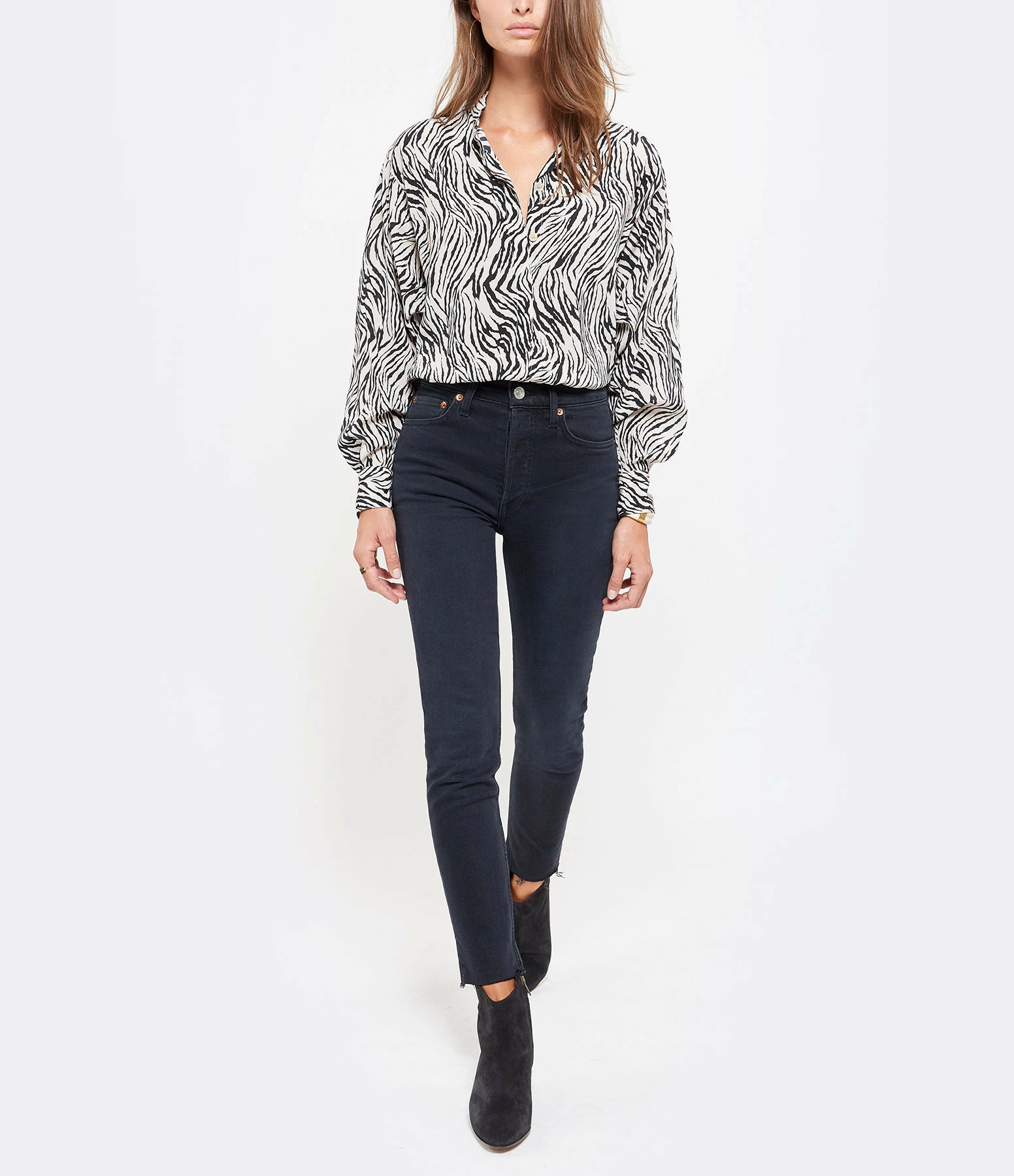 RE/DONE Jean Crop Taille Haute Noir Délavé 4 RE/DONE Jean Crop Taille Haute Noir Délavé - Image 4