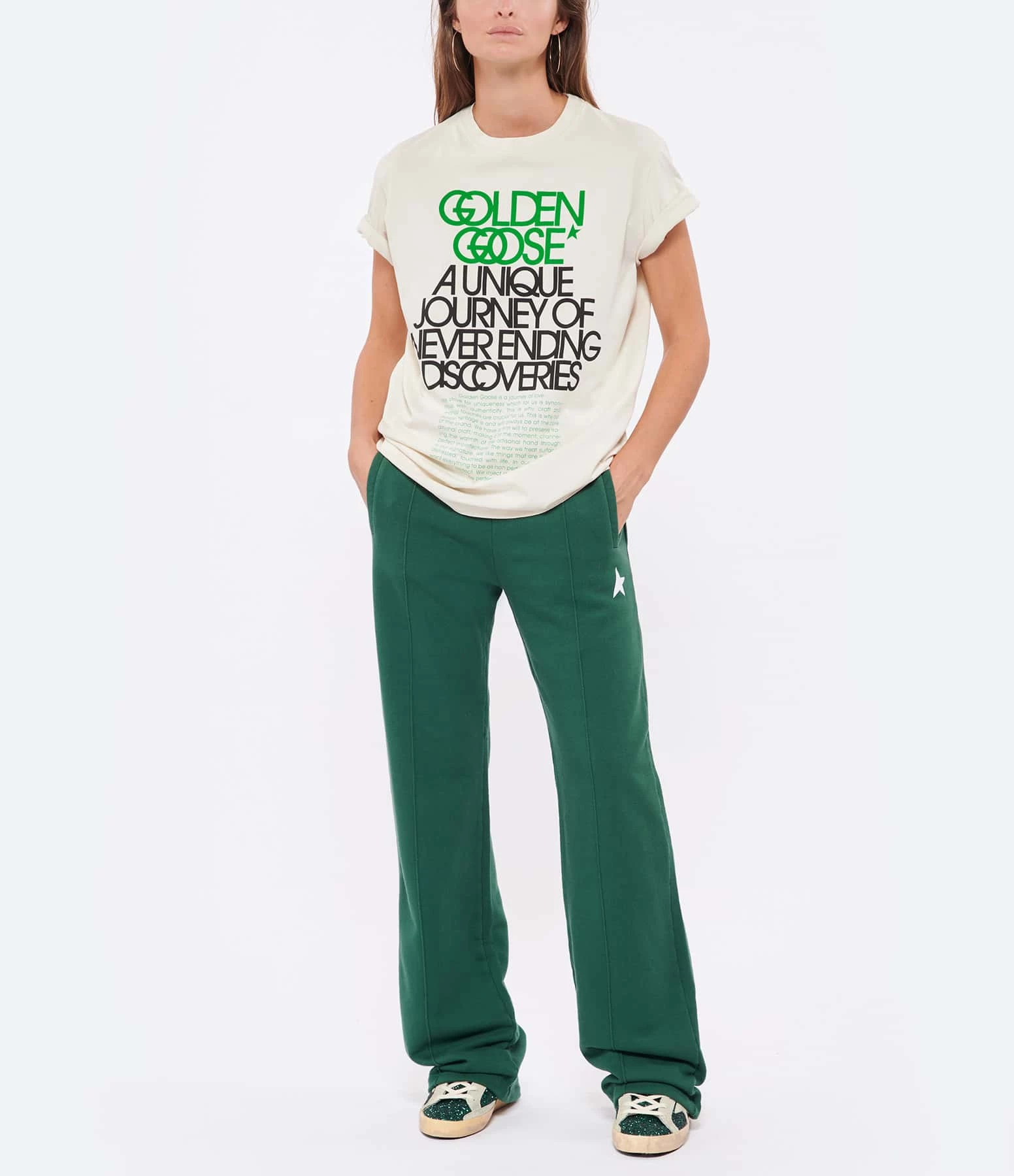 GOLDEN GOOSE Jogging Dorotea Small Star Vert Blanc 3 GOLDEN GOOSE Jogging Dorotea Small Star Vert Blanc - Image 3