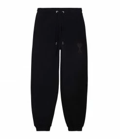 AMI PARIS Jogging Unisexe Ami De Cœur Coton Biologique Noir