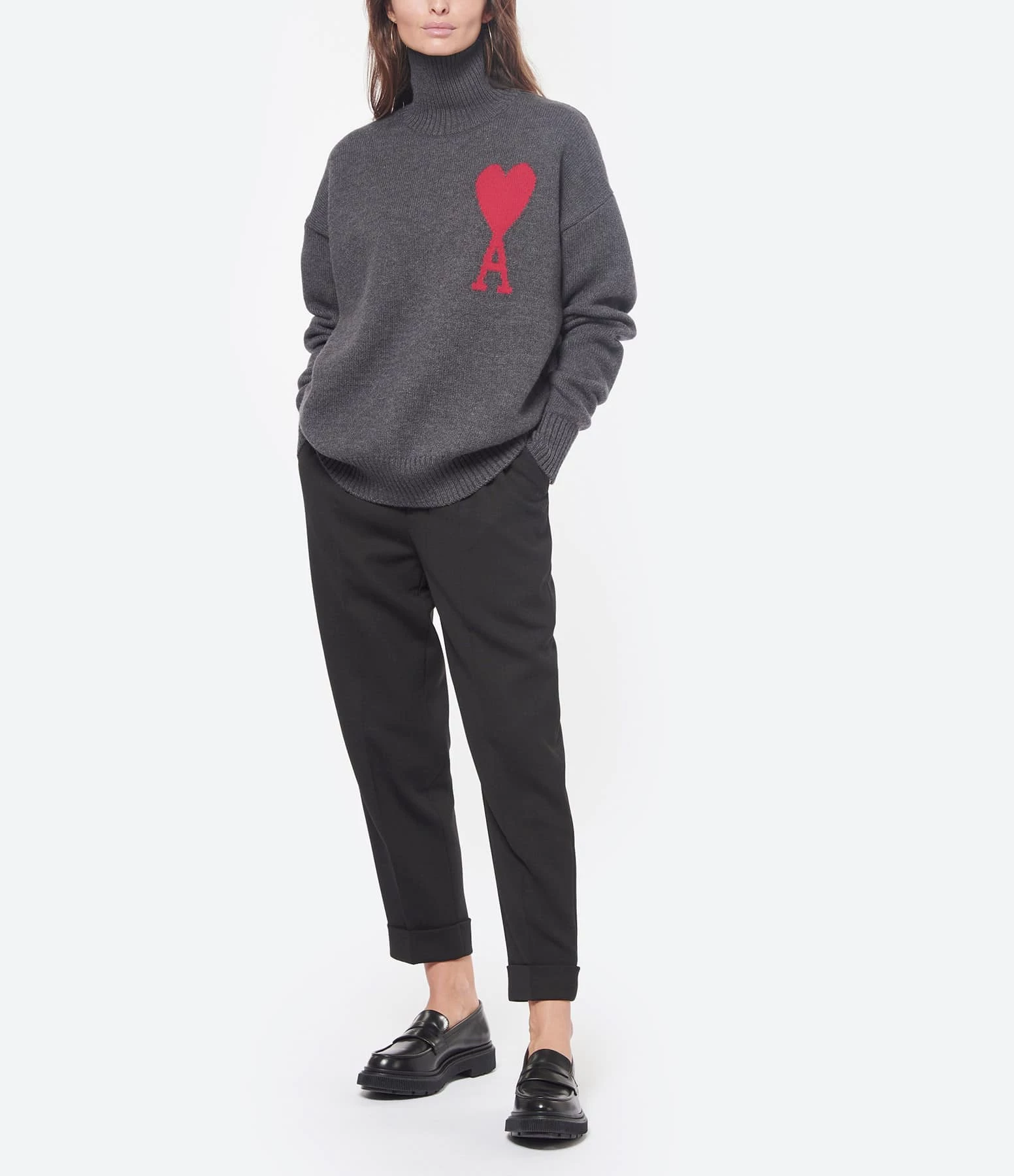 AMI PARIS Pantalon Carotte Laine Vierge Noir 3 AMI PARIS Pantalon Carotte Laine Vierge Noir - Image 3