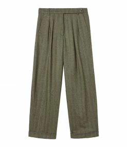 MOMONI Pantalon Sambuco Laine Kaki