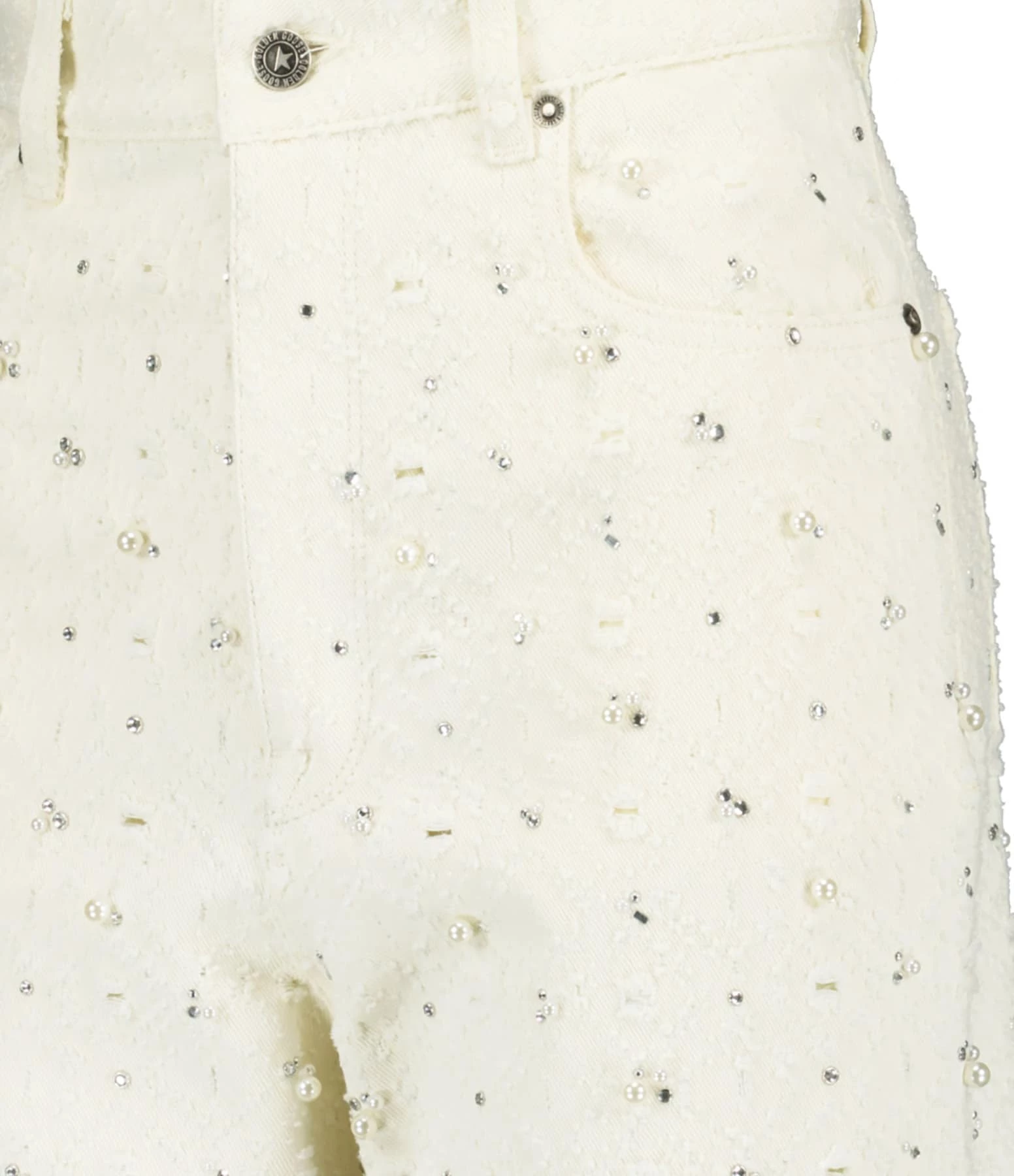 GOLDEN GOOSE Jean Journey Kim Cristaux Coton Écru 2 GOLDEN GOOSE Jean Journey Kim Cristaux Coton Écru - Image 2