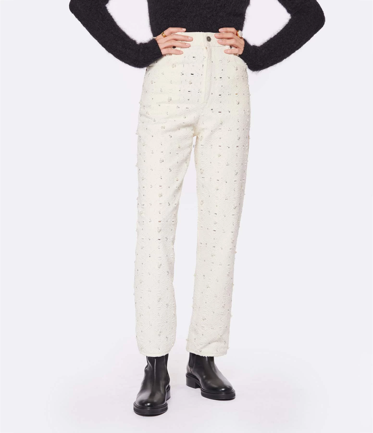 GOLDEN GOOSE Jean Journey Kim Cristaux Coton Écru 4 GOLDEN GOOSE Jean Journey Kim Cristaux Coton Écru - Image 4
