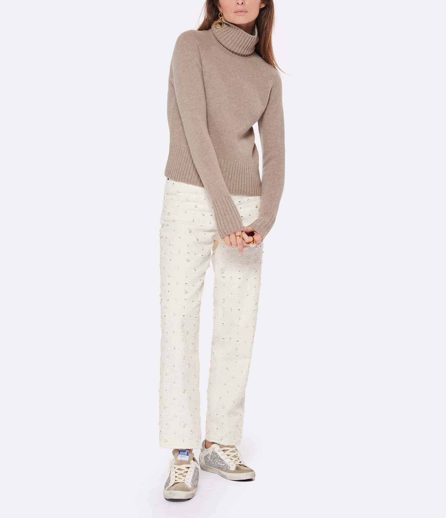 GOLDEN GOOSE Jean Journey Kim Cristaux Coton Écru 6 GOLDEN GOOSE Jean Journey Kim Cristaux Coton Écru - Image 6