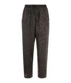 PIERRE-LOUIS MASCIA Pantalon Aloe Soie Imprimé Animal Gris