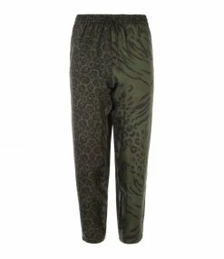 PIERRE-LOUIS MASCIA Pantalon Aloe Soie Imprimé Animal Vert