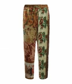 PIERRE-LOUIS MASCIA Pantalon Kanpur Velours Imprimé Fleuri Orange