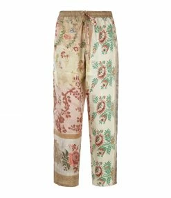 PIERRE-LOUIS MASCIA Pantalon Aloe Soie Imprimé Fleur Beige