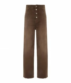 MM6 MAISON MARGIELA Pantalon Taille Haute Coton Marron Délavé