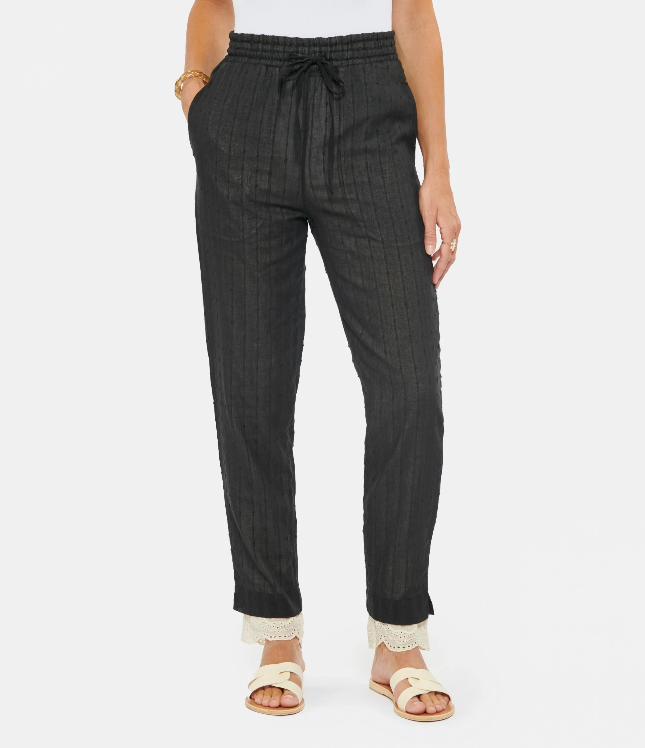 MES DEMOISELLES Pantalon Orso Coton Noir 4 MES DEMOISELLES Pantalon Orso Coton Noir - Image 4