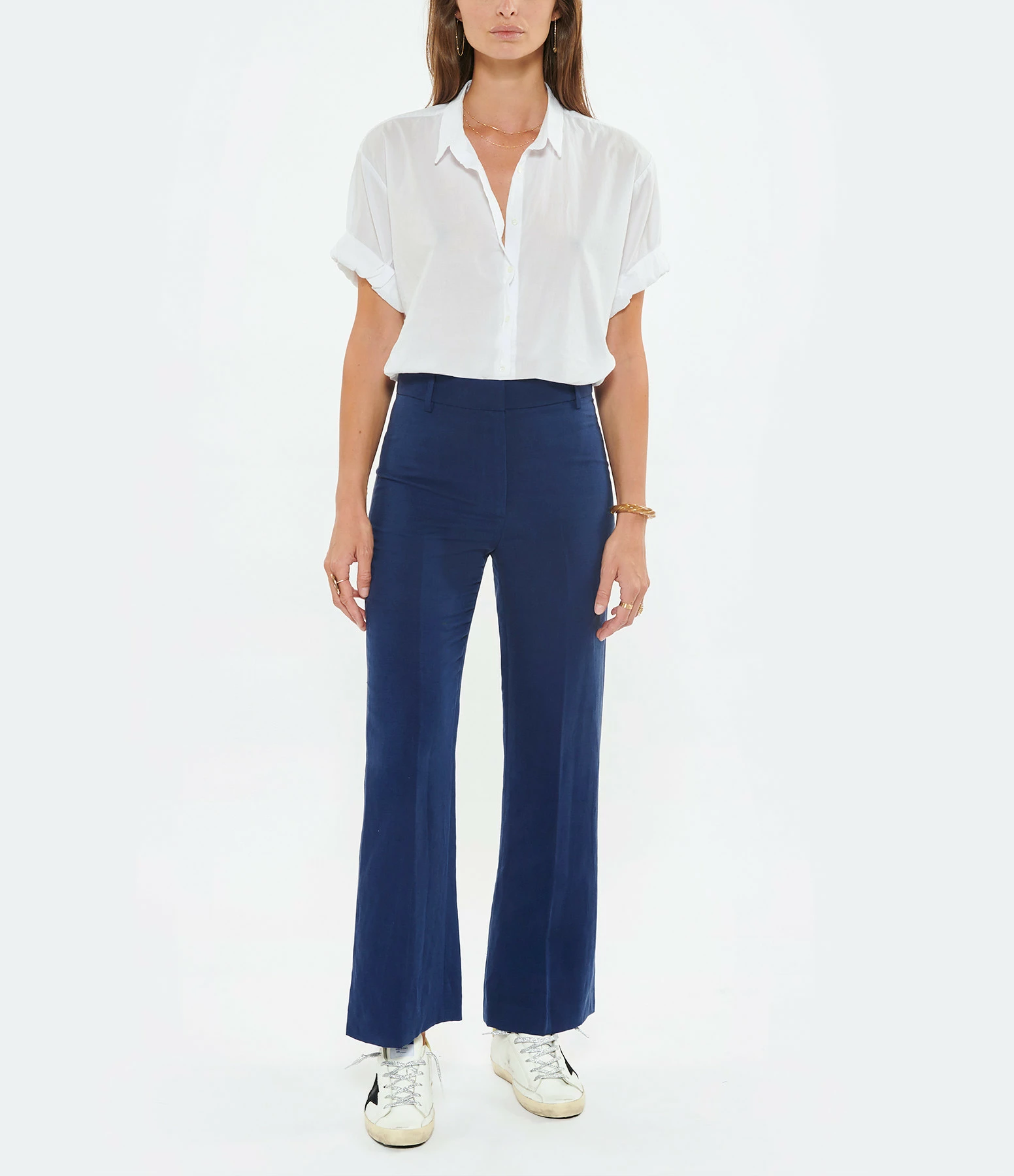 NILI LOTAN Pantalon Corette Lin Bleu Cobalt 3 NILI LOTAN Pantalon Corette Lin Bleu Cobalt - Image 3