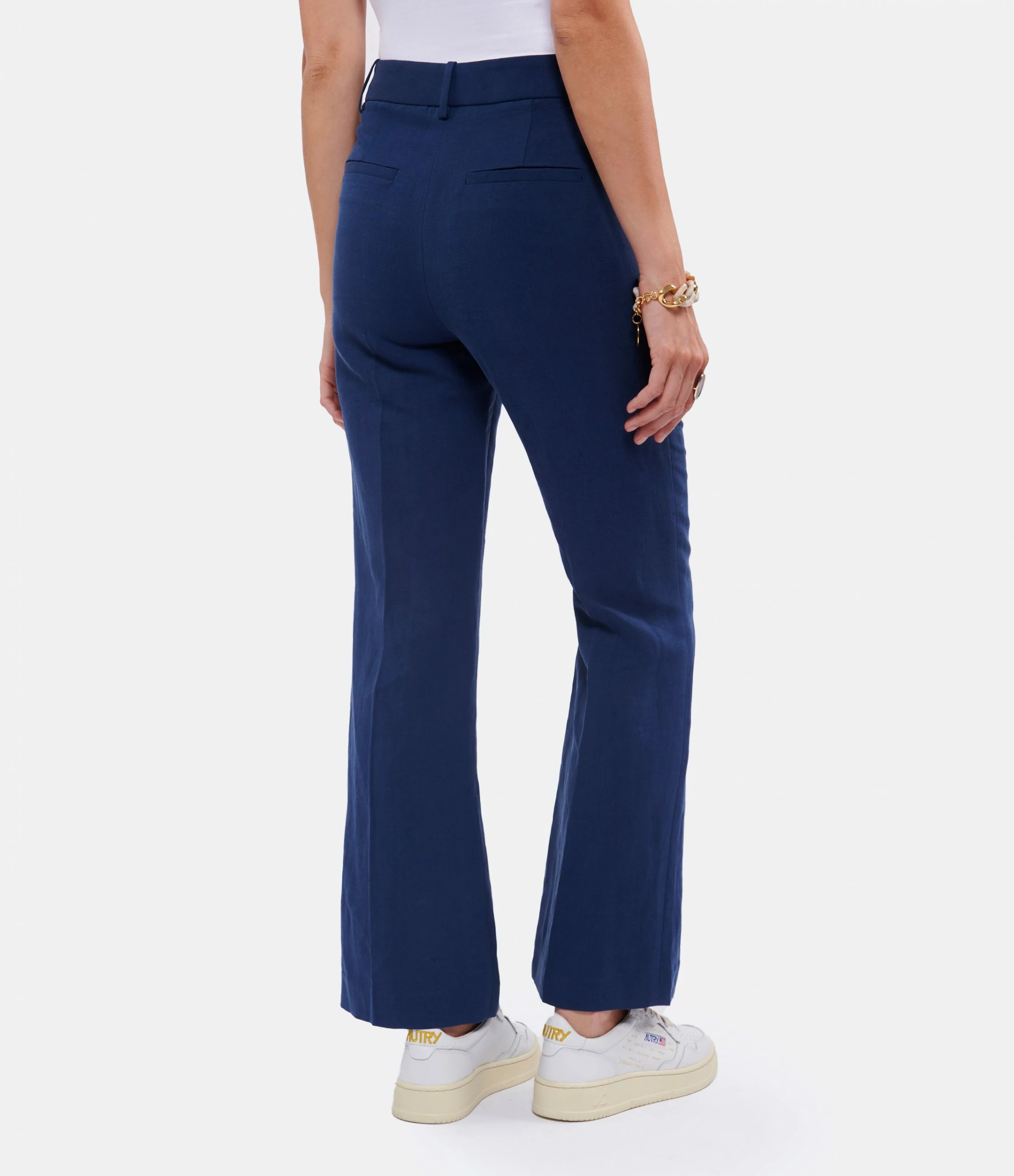 NILI LOTAN Pantalon Corette Lin Bleu Cobalt 4 NILI LOTAN Pantalon Corette Lin Bleu Cobalt - Image 4