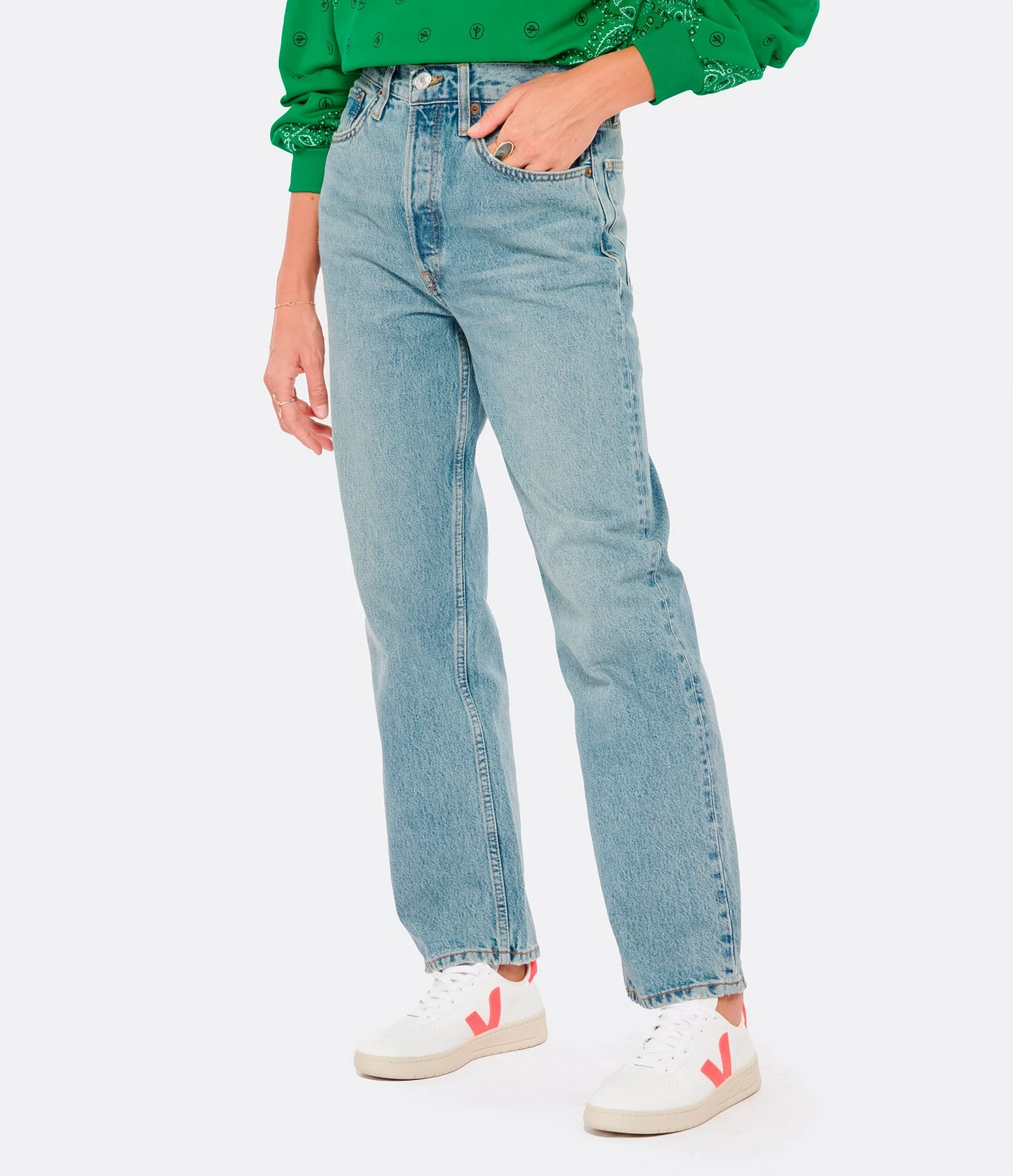 RE/DONE Jean 90s Crop Low Slung Denim Bleu 4 RE/DONE Jean 90s Crop Low Slung Denim Bleu - Image 4