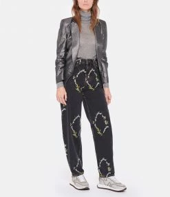 Alternative view of GANNI Pantalon Denim Organique Broderies Noir Délavé