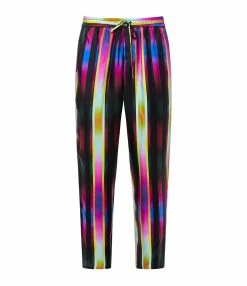 PIERRE-LOUIS MASCIA Pantalon Aloe Soie Imprimé Noir Rose