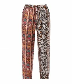 PIERRE-LOUIS MASCIA Pantalon Aloe Soie Imprimé Animal Bordeaux