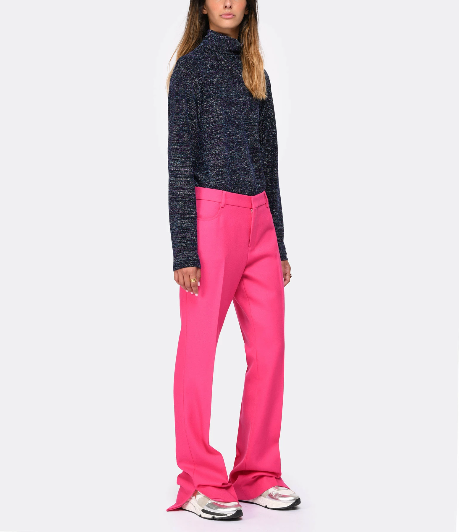 AMI PARIS Pantalon Flare Laine Vierge Fuchsia 3 AMI PARIS Pantalon Flare Laine Vierge Fuchsia - Image 3
