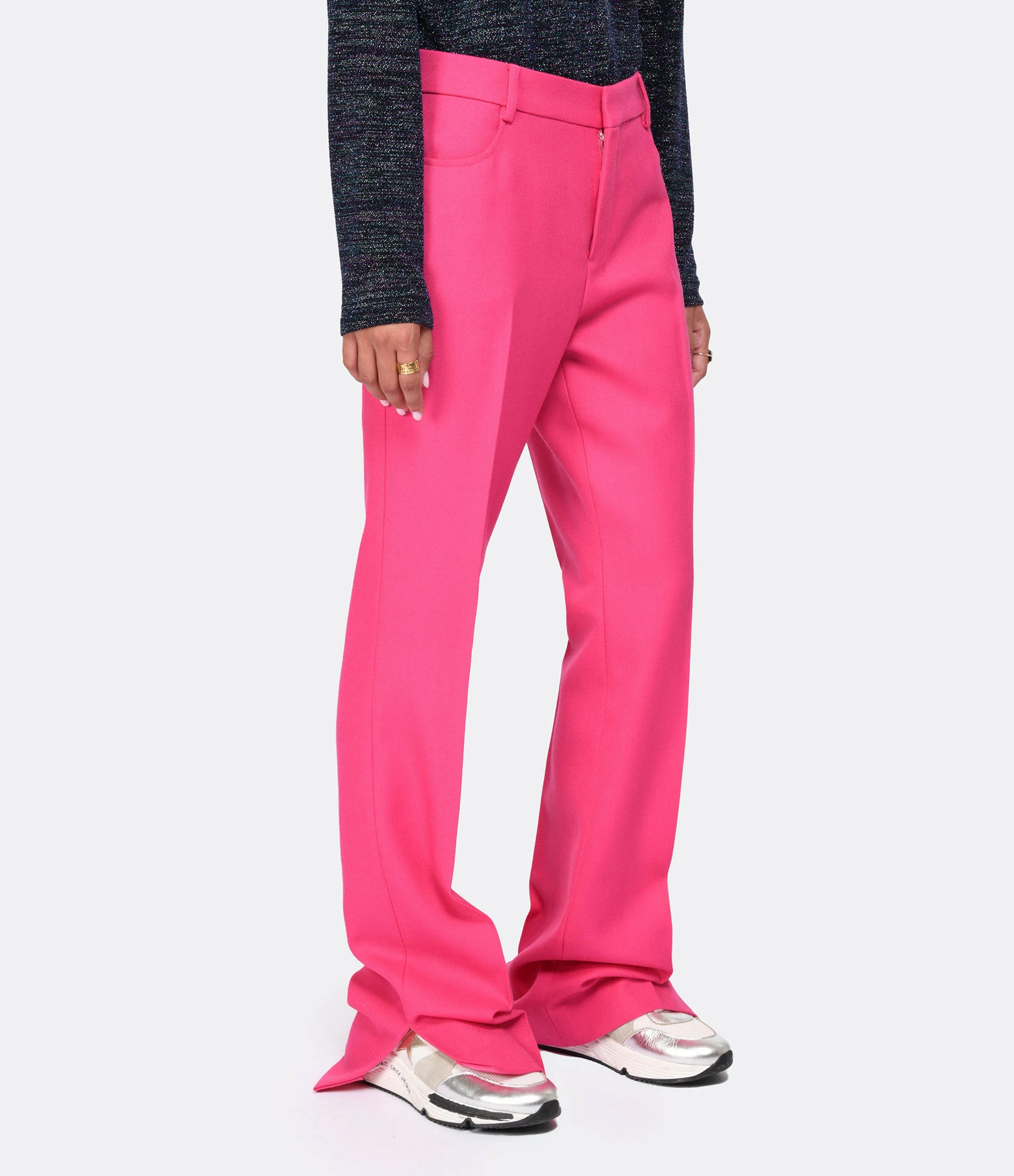 AMI PARIS Pantalon Flare Laine Vierge Fuchsia 4 AMI PARIS Pantalon Flare Laine Vierge Fuchsia - Image 4