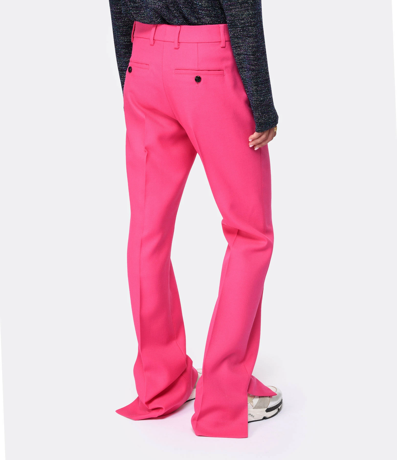 AMI PARIS Pantalon Flare Laine Vierge Fuchsia 5 AMI PARIS Pantalon Flare Laine Vierge Fuchsia - Image 5