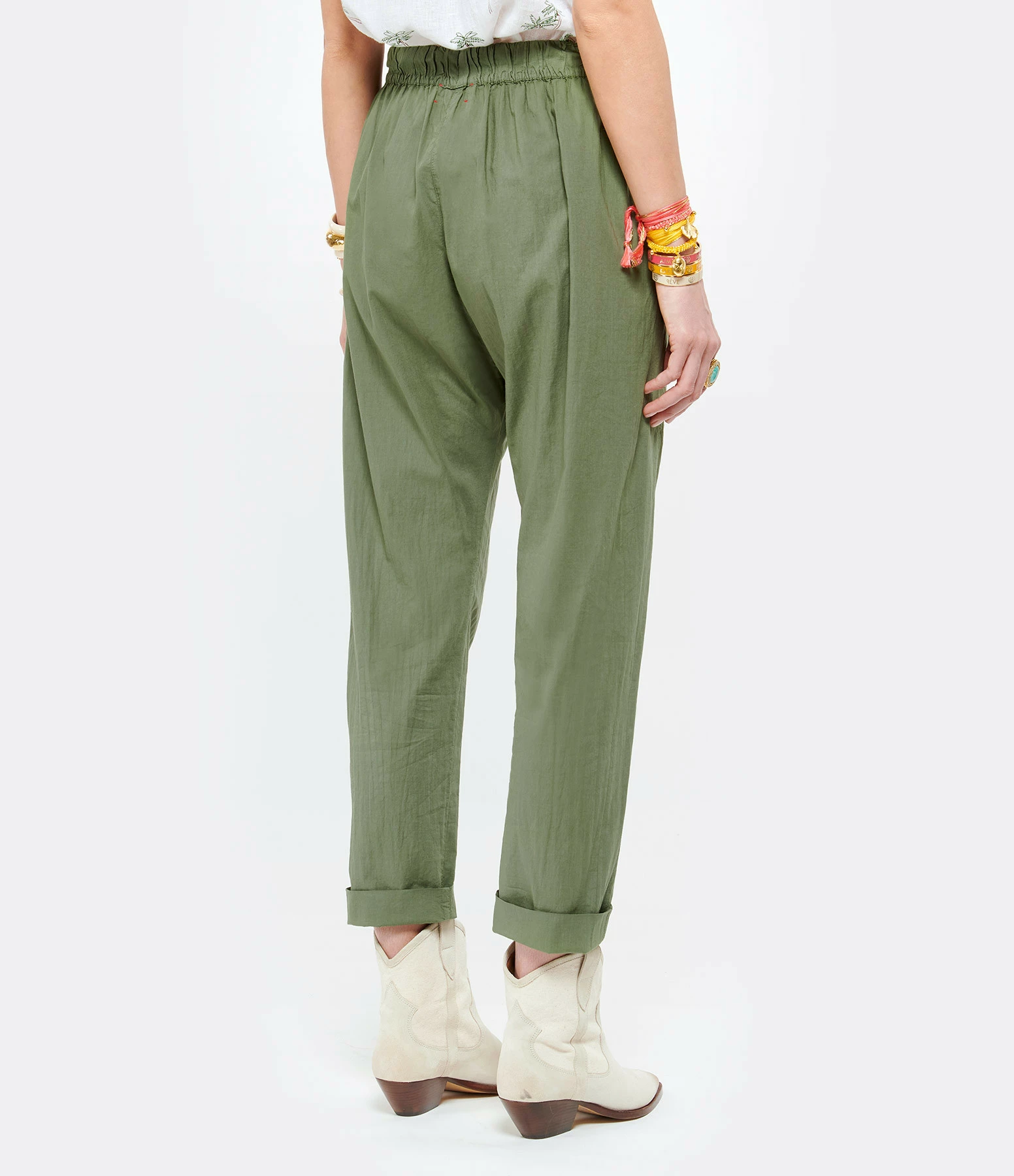 XIRENA Pantalon Fin Draper Coton Vert Olive 5 XIRENA Pantalon Fin Draper Coton Vert Olive - Image 5