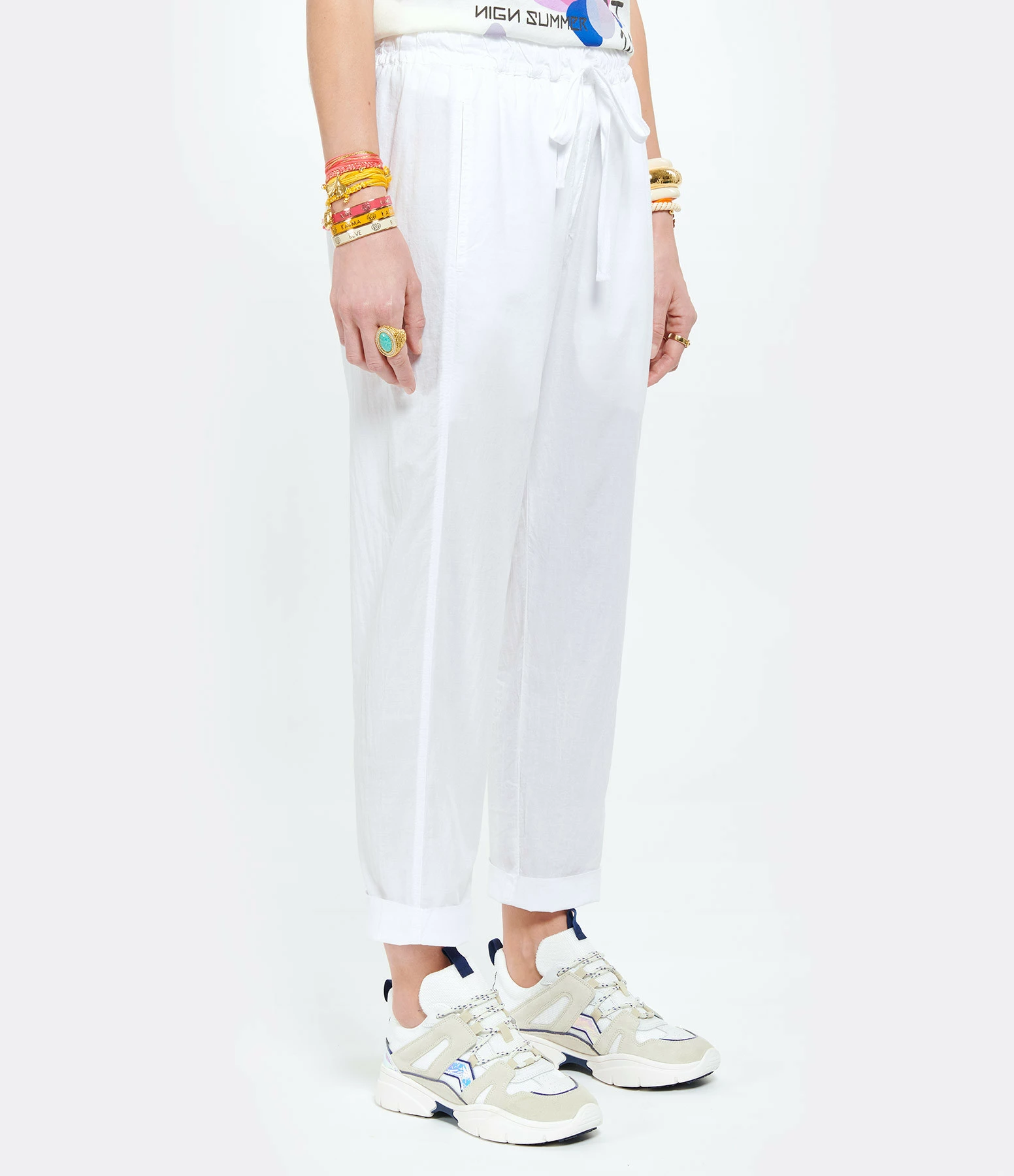 XIRENA Pantalon Fin Draper Coton Blanc 4 XIRENA Pantalon Fin Draper Coton Blanc - Image 4