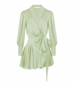 ZIMMERMANN Robe Wrap Soie Vert Clair