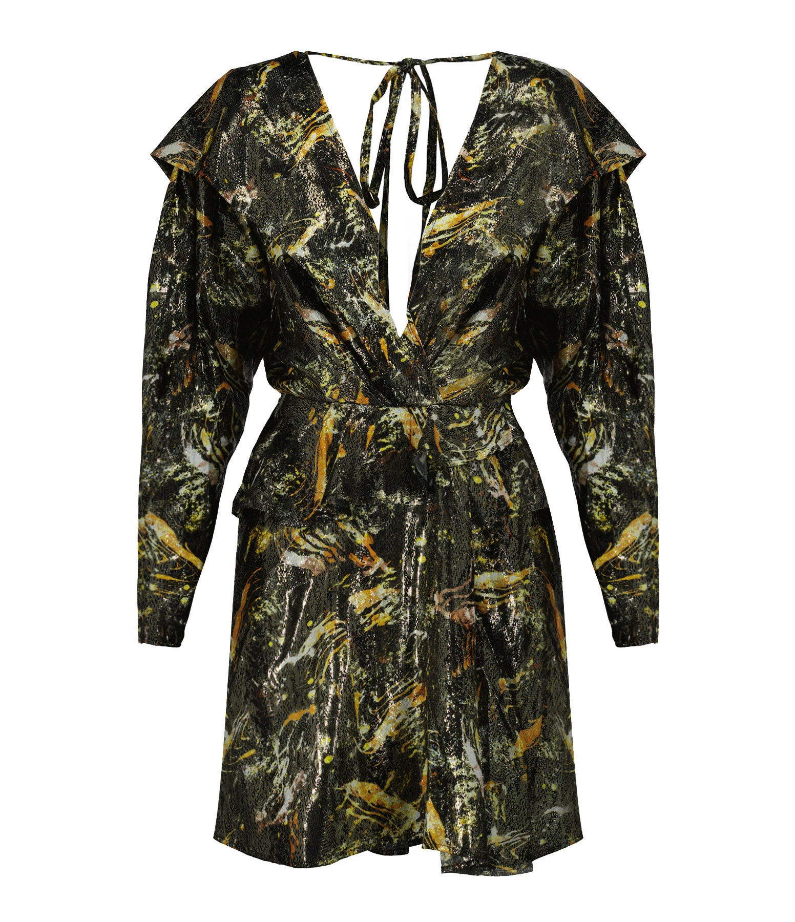 IRO Robe Kanter Soie Imprimé Noir Doré 1 IRO Robe Kanter Soie Imprimé Noir Doré