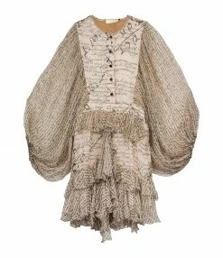 MES DEMOISELLES Robe Manches Ballon Vada Beige