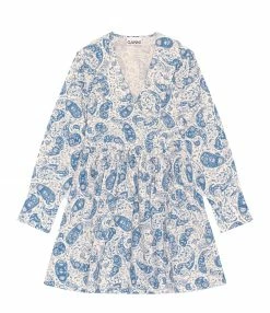 GANNI Robe Coton Organique Paisley Egret