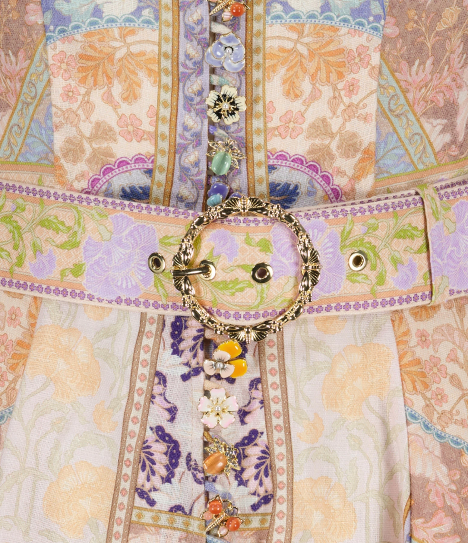 ZIMMERMANN Robe Mini Boutonnée Fleurie Lin Multicolore 2 ZIMMERMANN Robe Mini Boutonnée Fleurie Lin Multicolore - Image 2