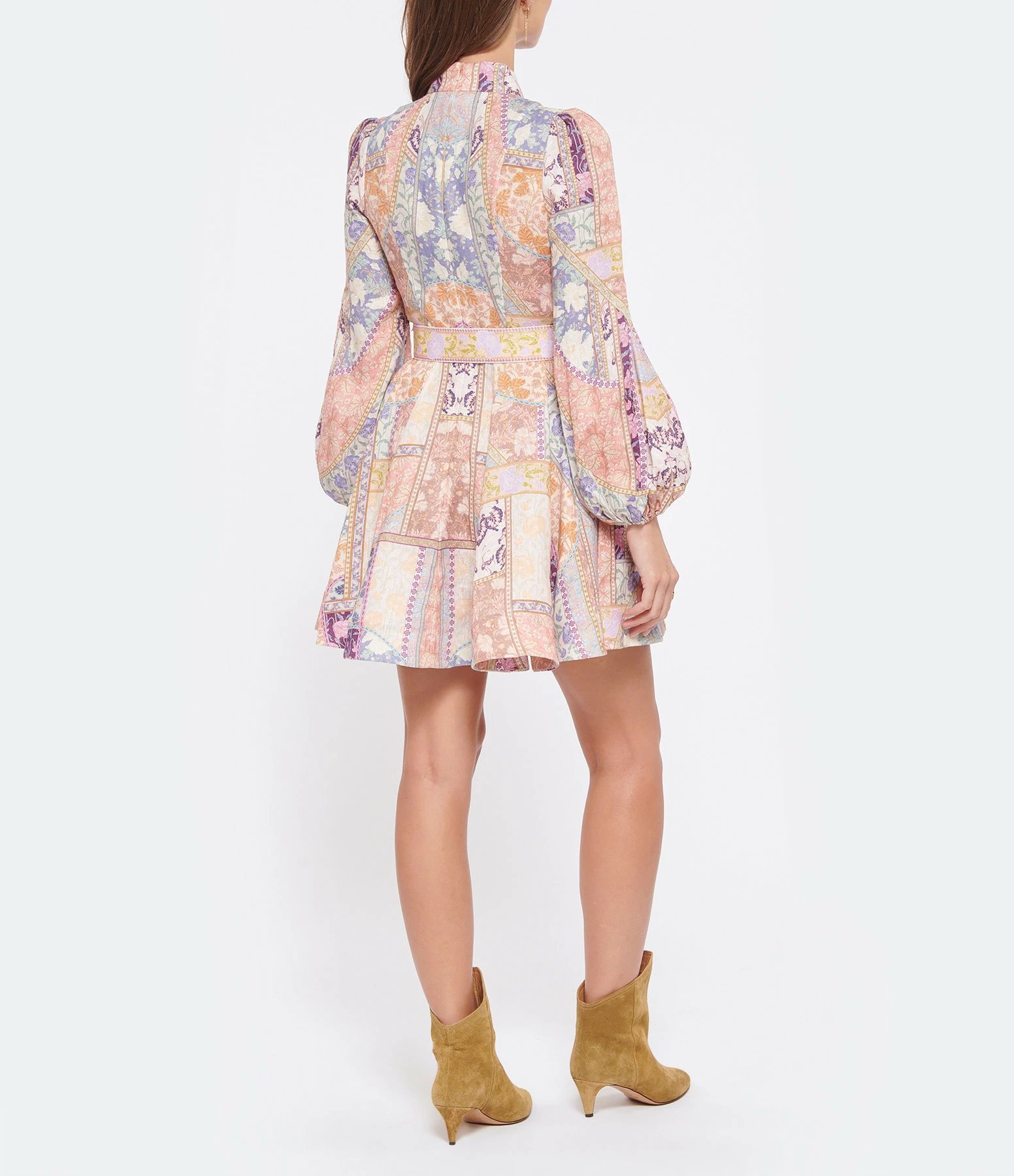 ZIMMERMANN Robe Mini Boutonnée Fleurie Lin Multicolore 4 ZIMMERMANN Robe Mini Boutonnée Fleurie Lin Multicolore - Image 4