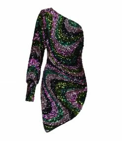 OUD Robe Asymétrique Alessia Paillettes Multicolore