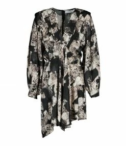 IRO Robe Nirveli Imprimé Noir Beige