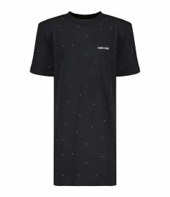 GAÏA GAÏA Robe Tee-shirt Hemera Coton Noir Strass