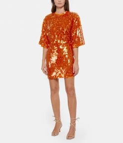 Alternative view of ROTATE Robe Jasy Sequins Mandarine
