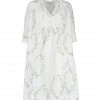 GANNI Robe Popeline Coton Imprimé Blanc