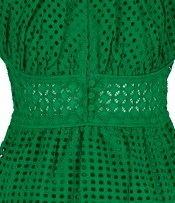 Alternative view of SELF PORTRAIT Robe Broderie Anglaise Coton Vert