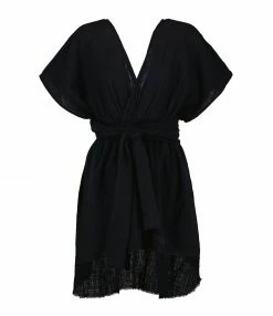 MAISON SAINT JULIEN Robe Empire Courte Coton Noir