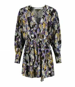 IRO Robe Damie Soie Noir Violet