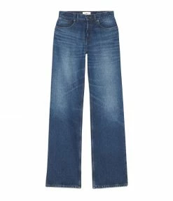 AMI PARIS Jean Boyfriend Coton Denim Bleu Usé