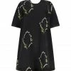 GANNI Robe Denim Organique Broderies Noir Délavé