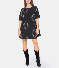 GANNI Robe Denim Organique Broderies Noir Délavé -Boutique UGG unnamed file 2733