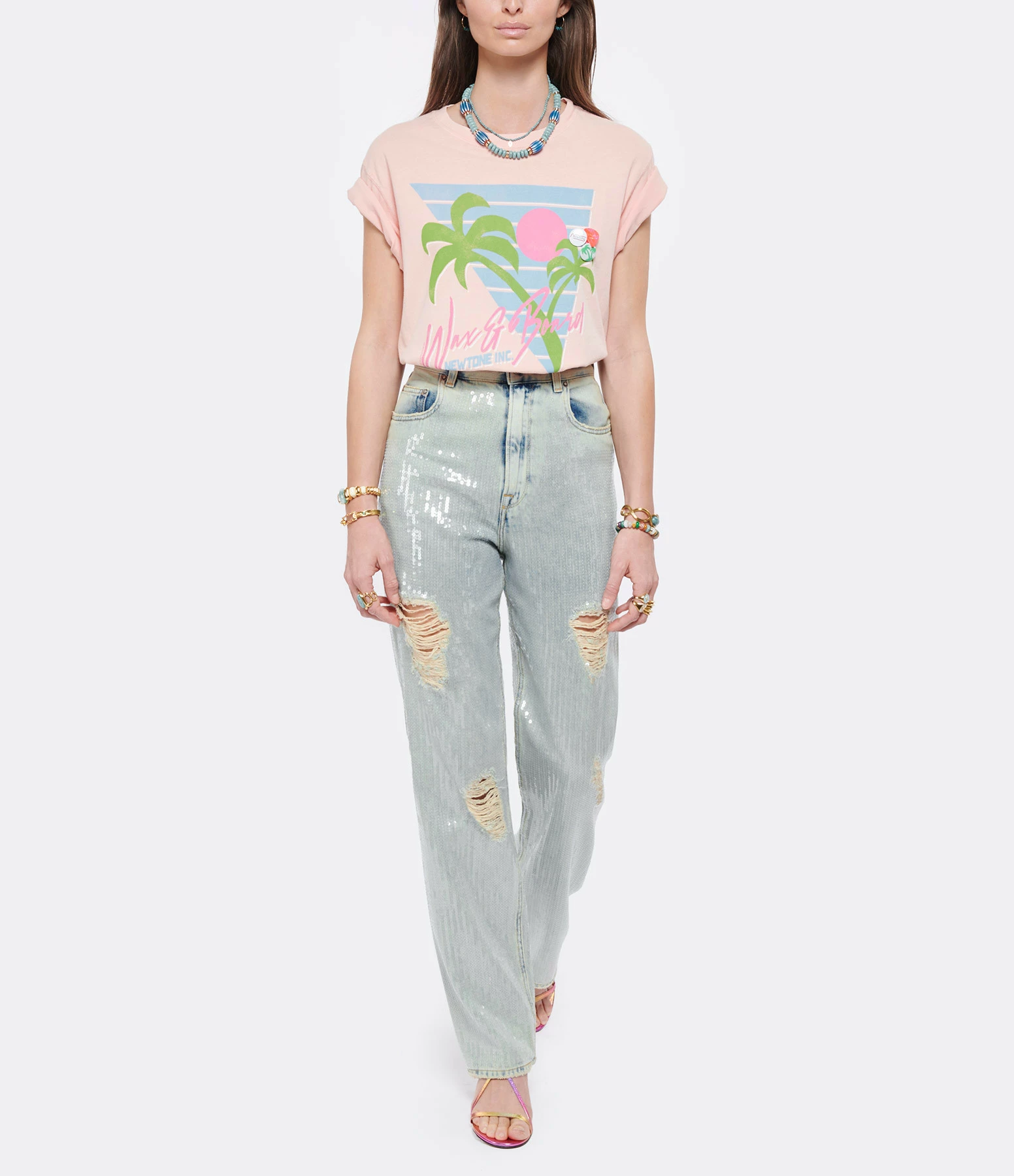 GOLDEN GOOSE Jean Denim Sequins Bleu 3 GOLDEN GOOSE Jean Denim Sequins Bleu - Image 3