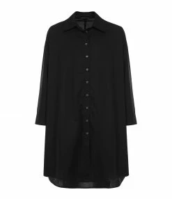 ROBERTO COLLINA Robe Chemise Coton Noir