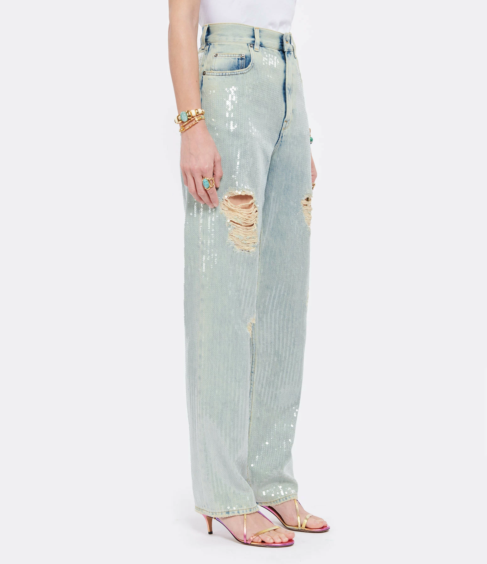 GOLDEN GOOSE Jean Denim Sequins Bleu 4 GOLDEN GOOSE Jean Denim Sequins Bleu - Image 4