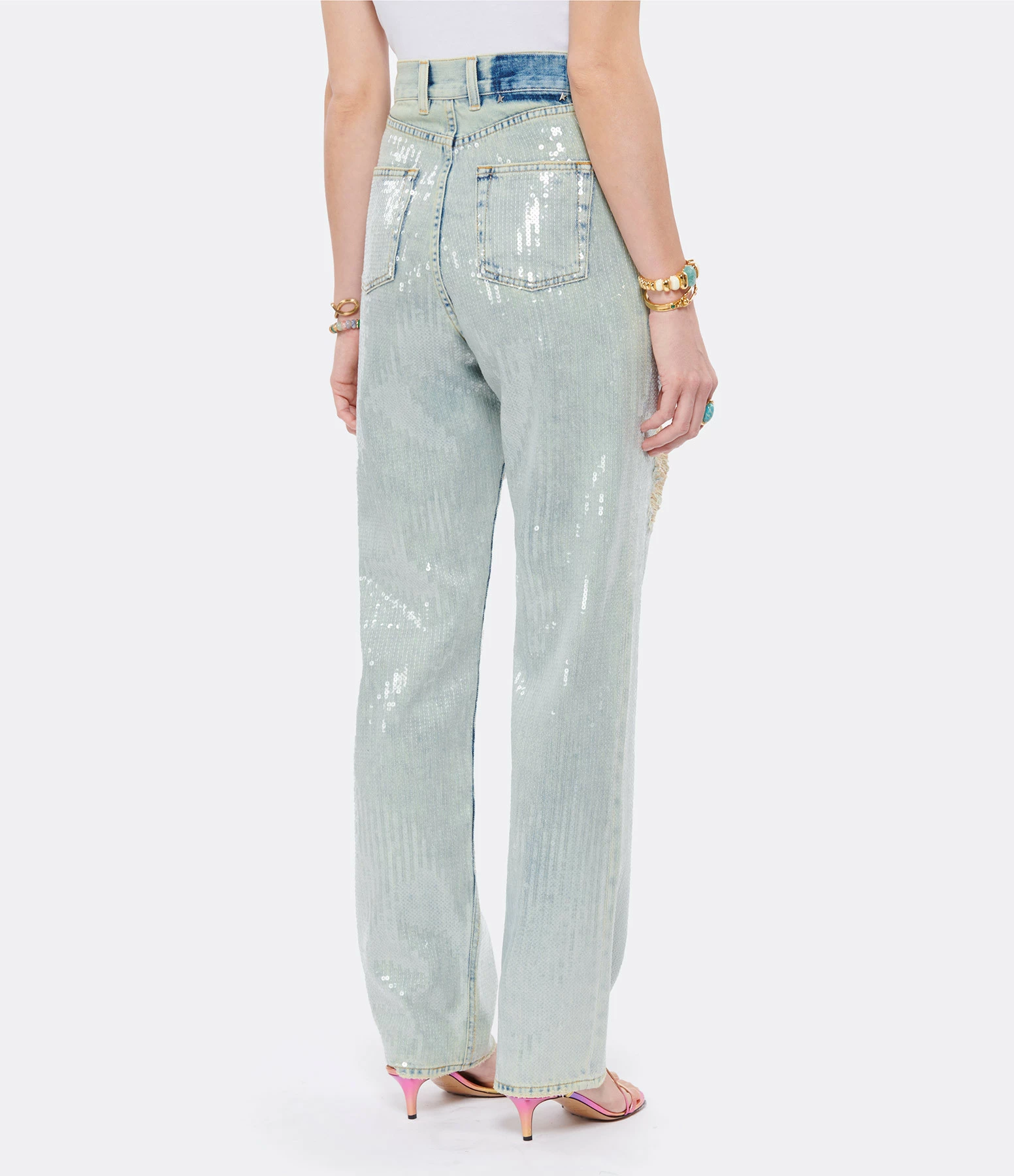GOLDEN GOOSE Jean Denim Sequins Bleu 5 GOLDEN GOOSE Jean Denim Sequins Bleu - Image 5