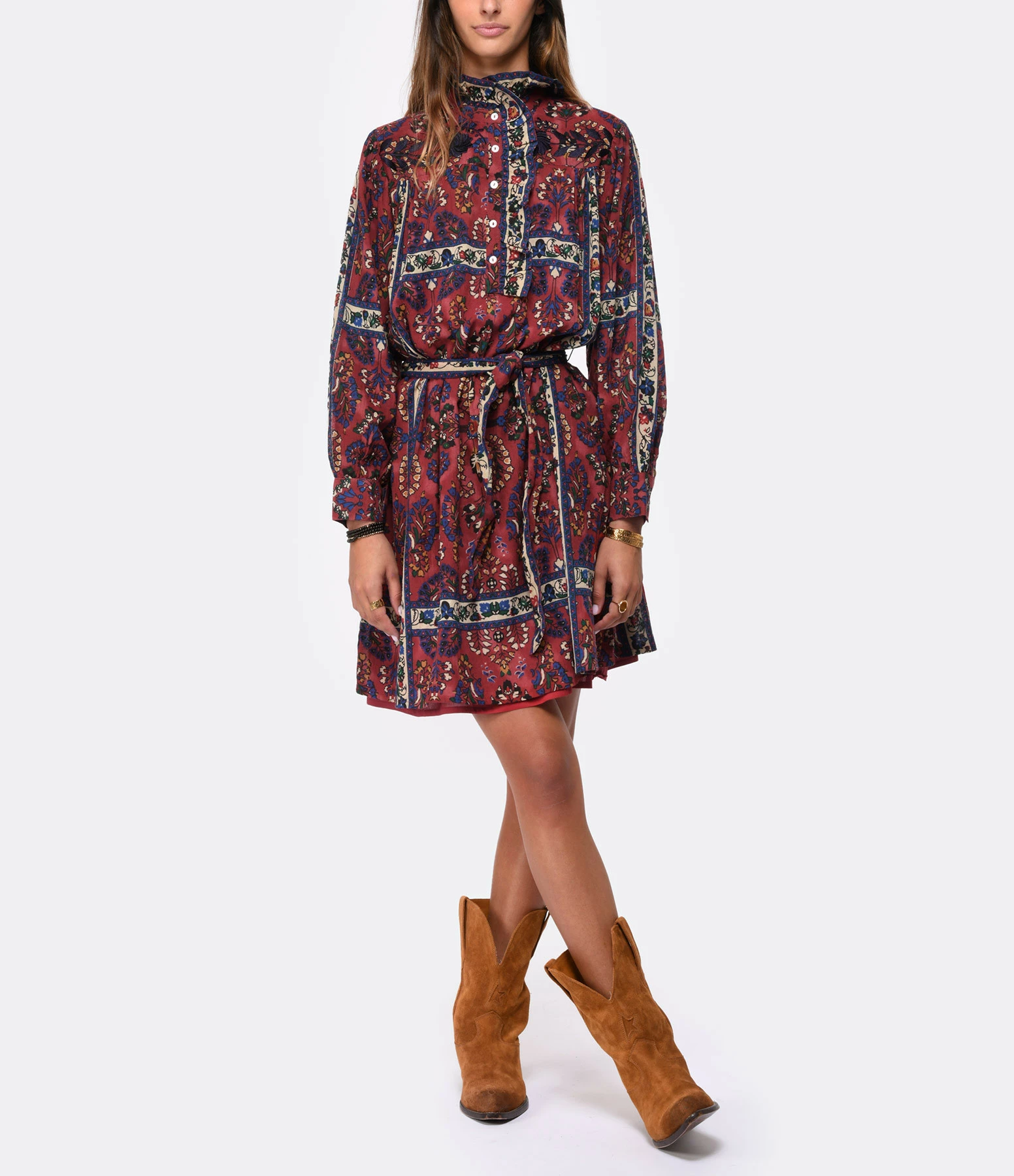 ANTIK BATIK Robe Tamir Coton Rouge 2 ANTIK BATIK Robe Tamir Coton Rouge - Image 2
